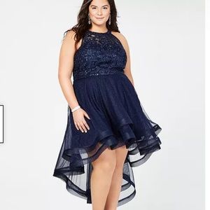 Trendy Plus Size Embellished High-Low Dress